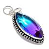 Bi-Color Tourmaline Gemstone Handmade 925 Sterling Silver Pendant 2.40" Y3n86