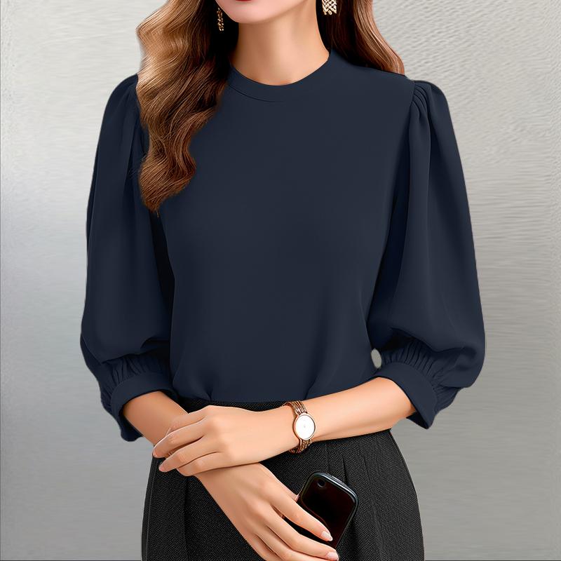 ZANZEA Женская повседневная элегантная блузка с круглым вырезом и рукавами 3/4