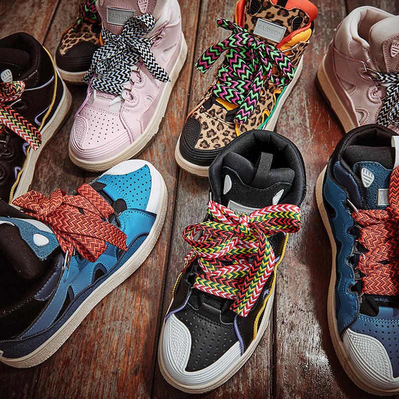 Leopard Mens Running Shoes Street Hiphop Skateboard Shoes Chunky Comfy Soft Casual Sneakers Unisex Tenis Masculino Footwear Male