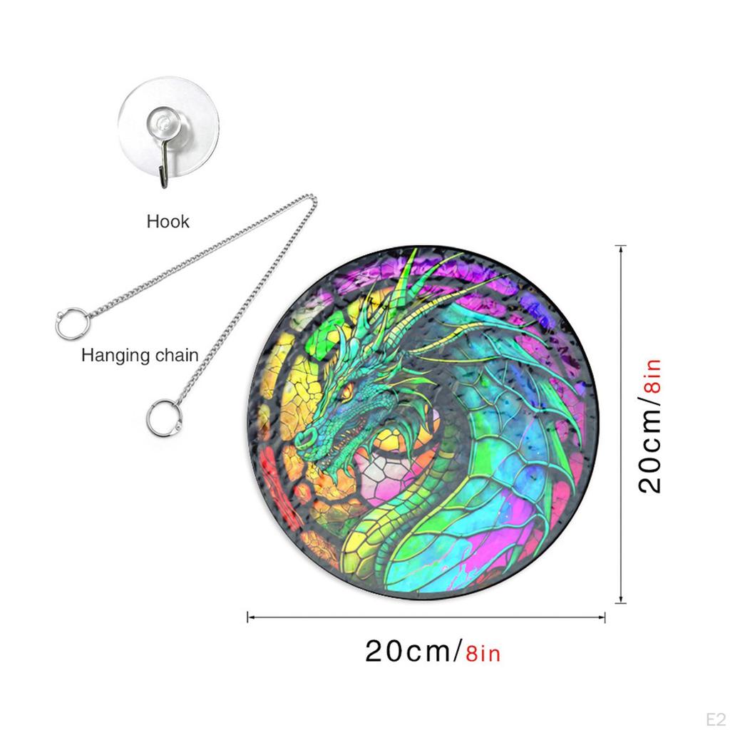 Dragon Ornament Stained Glass Window Hanging Panel Decorative Acrylic Colorful for