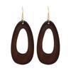 Retro Geometric Wood Drop Earrings - Exaggerated Bohemian Style for Women