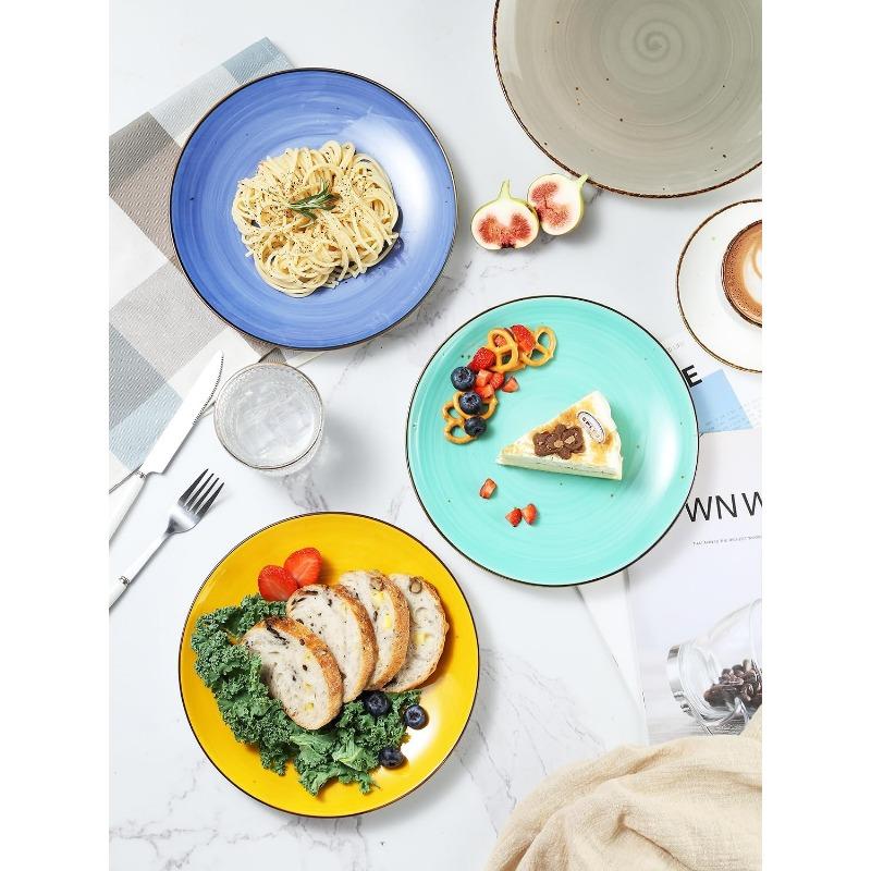 Ceramic Dinner Plates Set of 6, 10.4 Inch Porcelain Plates for Salad, Dessert, Appetizer, Pasta, Kitchen Serving Dishes