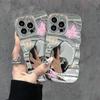 Зеркальный чехол для телефона для iPhone 16 11 13 14 для 16 Pro 12 13 15 16 Pro Max для Samsung A15 A16 A35 A55 Милый чехол для телефона с облаком, цветком и щенком с гальваническим покрытием