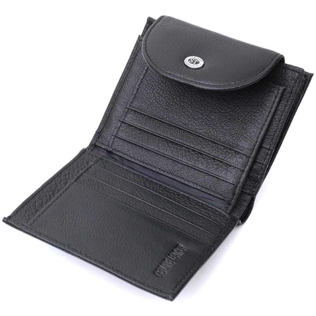 Convenient Women's Wallet with Coin Holder Made of Genuine Leather ST Leather 22711 Black