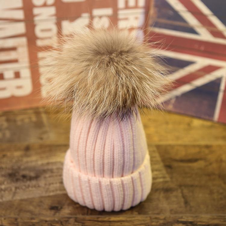 Factory Winter New Large Custom Hat Real Fur Knit Double Pom Pom Hat