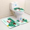 Рождественский коврик для ванной, туалетный трехпредметный набор