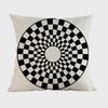 Black Circular Abstract Geometric Cushion Cover Vintage Religion Style Cotton Linen Sofa Decoration Throw Pillow Case Cojines