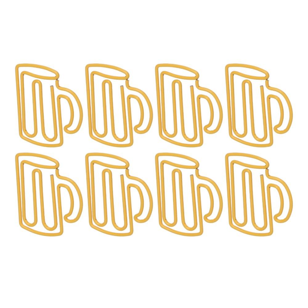 100Pcs Cup Shape Cute Paper Clips Yellow Office Clips Decorative Cool Paper Clips Office Supplies