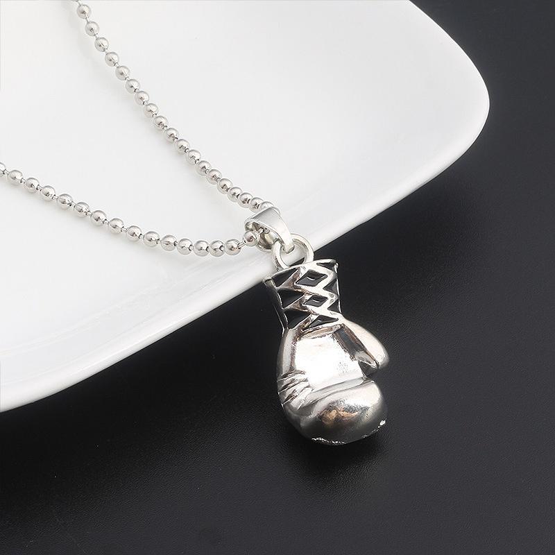 Punk Style Stainless Steel Gold Color Silver Fitness Boxing Glove Fists Pendant Necklace