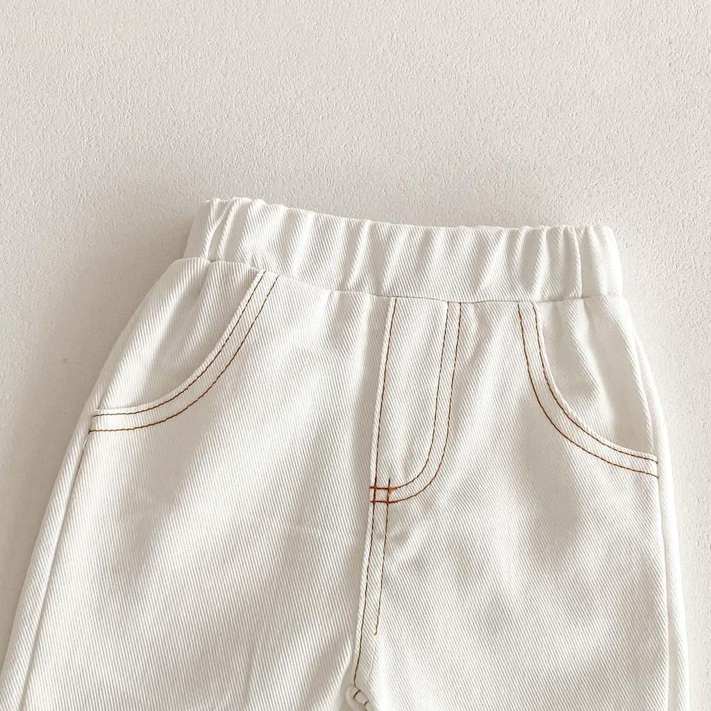 Children's Spring/Autumn Soft Jeans - Unisex, Ages 0-6, Casual Western Style Solid Color