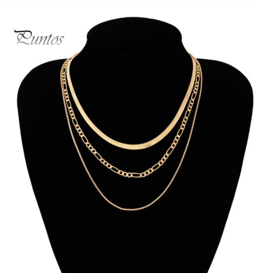 3-слойное женское ожерелье в стиле панк, крутой золотой, серебряный цвет, регулируемая цепочка из змеиной кости, многослойное ожерелье, модные аксессуары, подарок