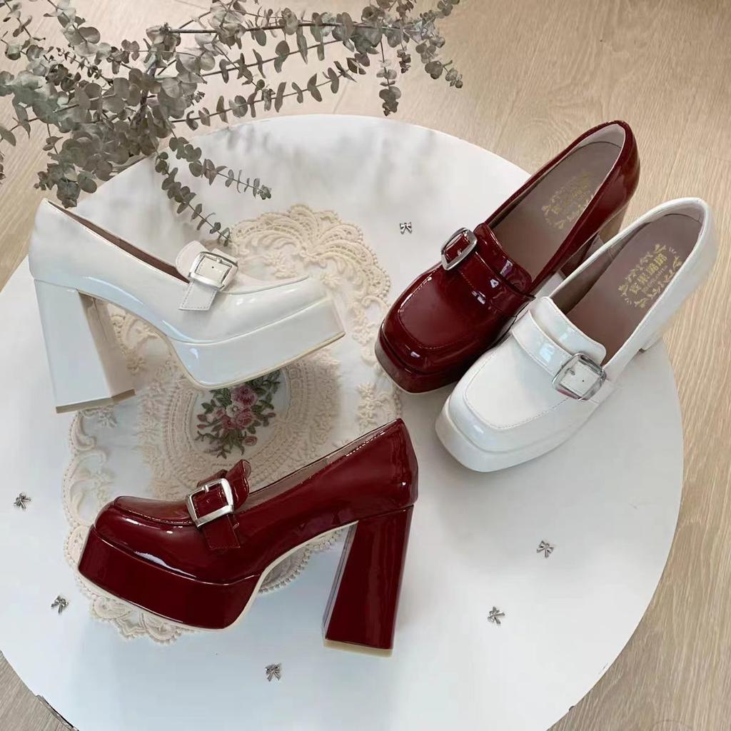 Повышающие рост туфли-лодочки с неглубоким вырезом и юбкой, женские новые весенне-осенние черные ретро японские jk на толстой подошве Мэри Джейн из маленькой кожи