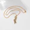 Zinc Alloy Key Shape Map Crystal Pendant Necklace Middle East Geometric Personalized Charm Jewelry Minimalist Accessories