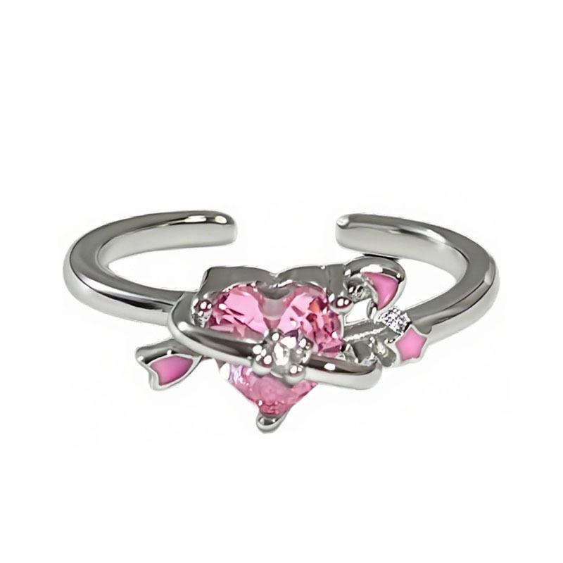 Slightly inlaid romantic pink sweet crit love swan ring female cold wind niche temperament light luxury ring tide