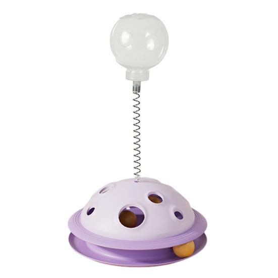 Interactive Cat Treats Dispenser Toy Leaking Food Ball Pet Feeder Toy Puzzle Pet Slow Feeder with Ball Track for Indoor Cats Dogs