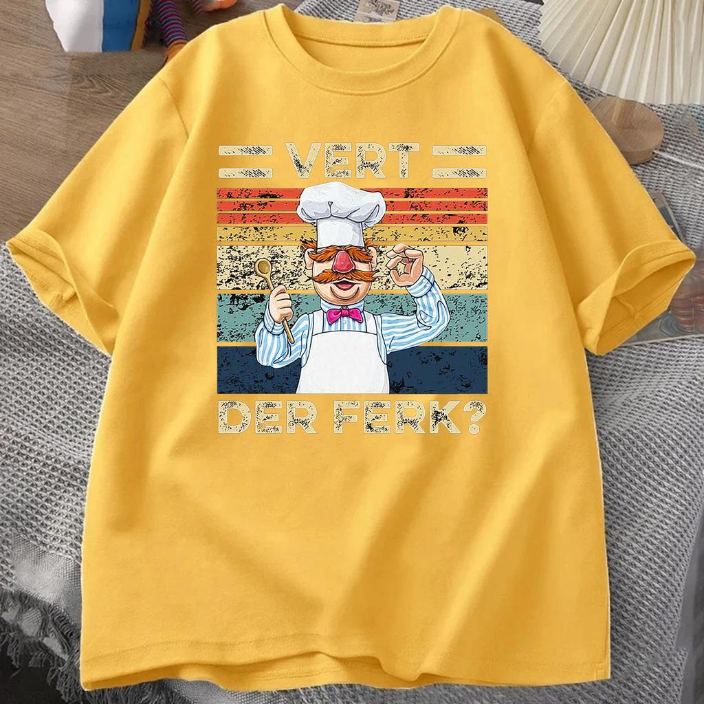 Swedish Chef Retro Vintage TShirt Summer Unisexs Tracksuit Round Neck Pullover Shortsleeved Top Cotton Casual Fashion Streetwear