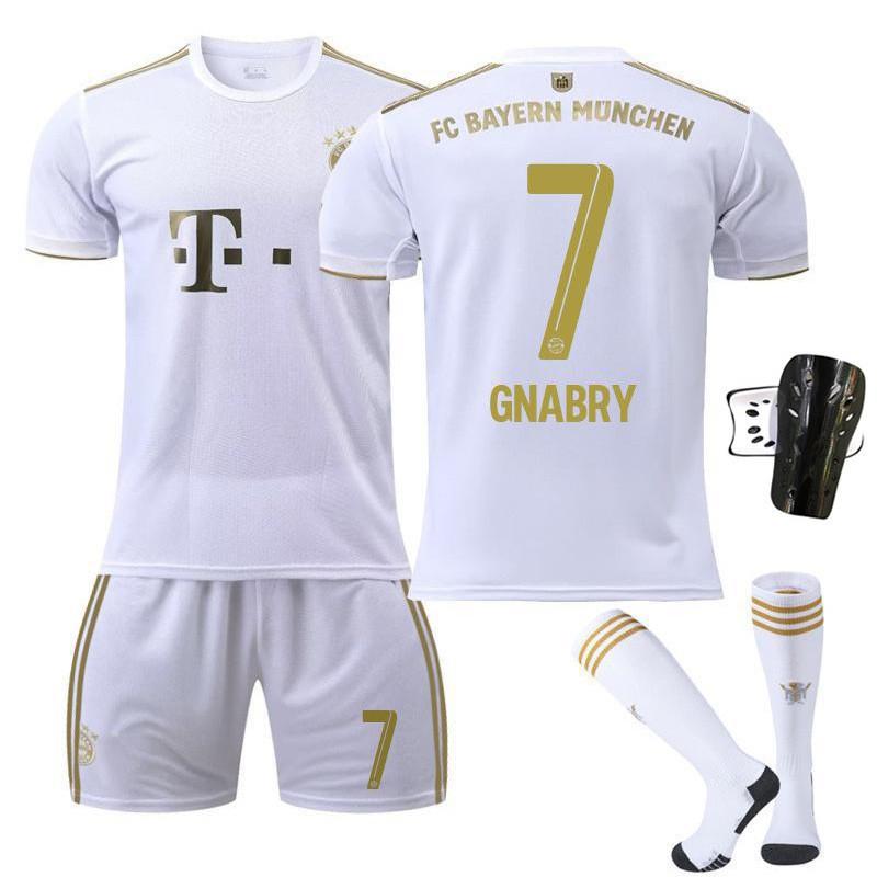 2223 Bayern Away White No. 17 Mane 4 Dericht 25 Muller Jersey Football Uniform Set Sportswear