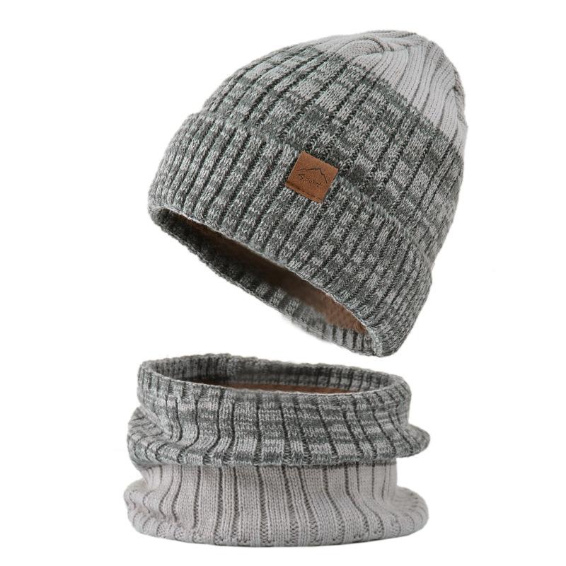 Autumn and Winter Outdoor Beanie Hat Male and Female Couples Unisex Knit Hat with Fleece and Thick Warm Hat