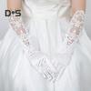 1 Pair Women Prom Gloves See-through Lace Flower Pattern Five Fingers Opera Performances Bride Wedding Photo Prop Arm Cuffs