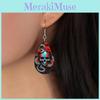 Themed Halloween Flower Skull Patterns Water Droplet Shaped Earrings Women
