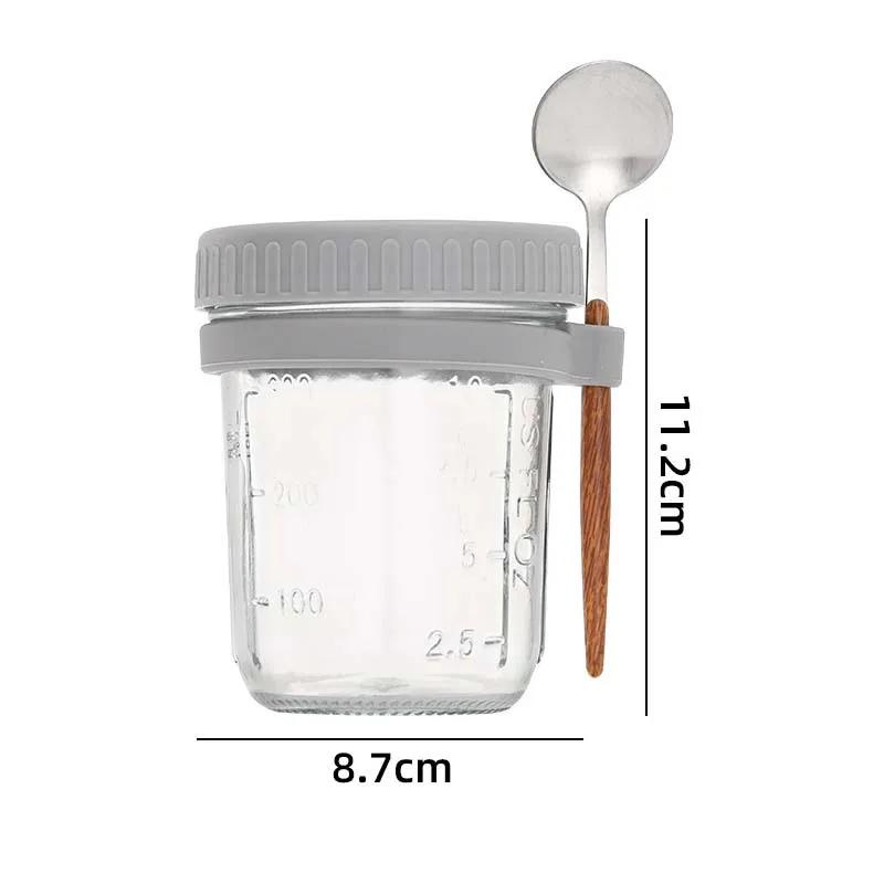 Overnight Oats Jars Portable Cereal Yogurt Bottle Lunch Glass Overnight Oats Containers with Lids Spoon Fruit Salad Storage Box