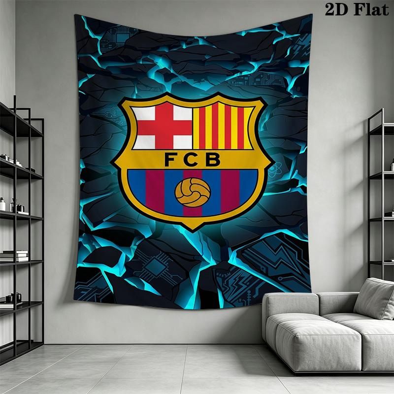 Barcelona Football Crest Pattern Bedding 1 Duvet Cover 2 Pillowcase Without Core Soft And Comfortable Duvet Cover And Pillowcase Bedding Set