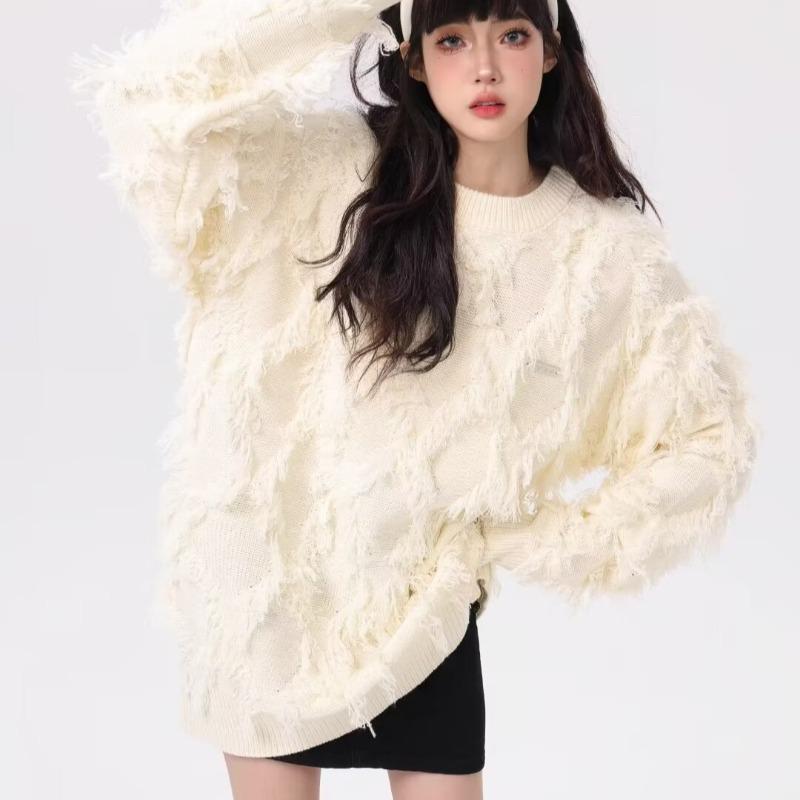 Women's Retro Tassel Sweater – High-End Autumn/Winter Street Style Knitwear.