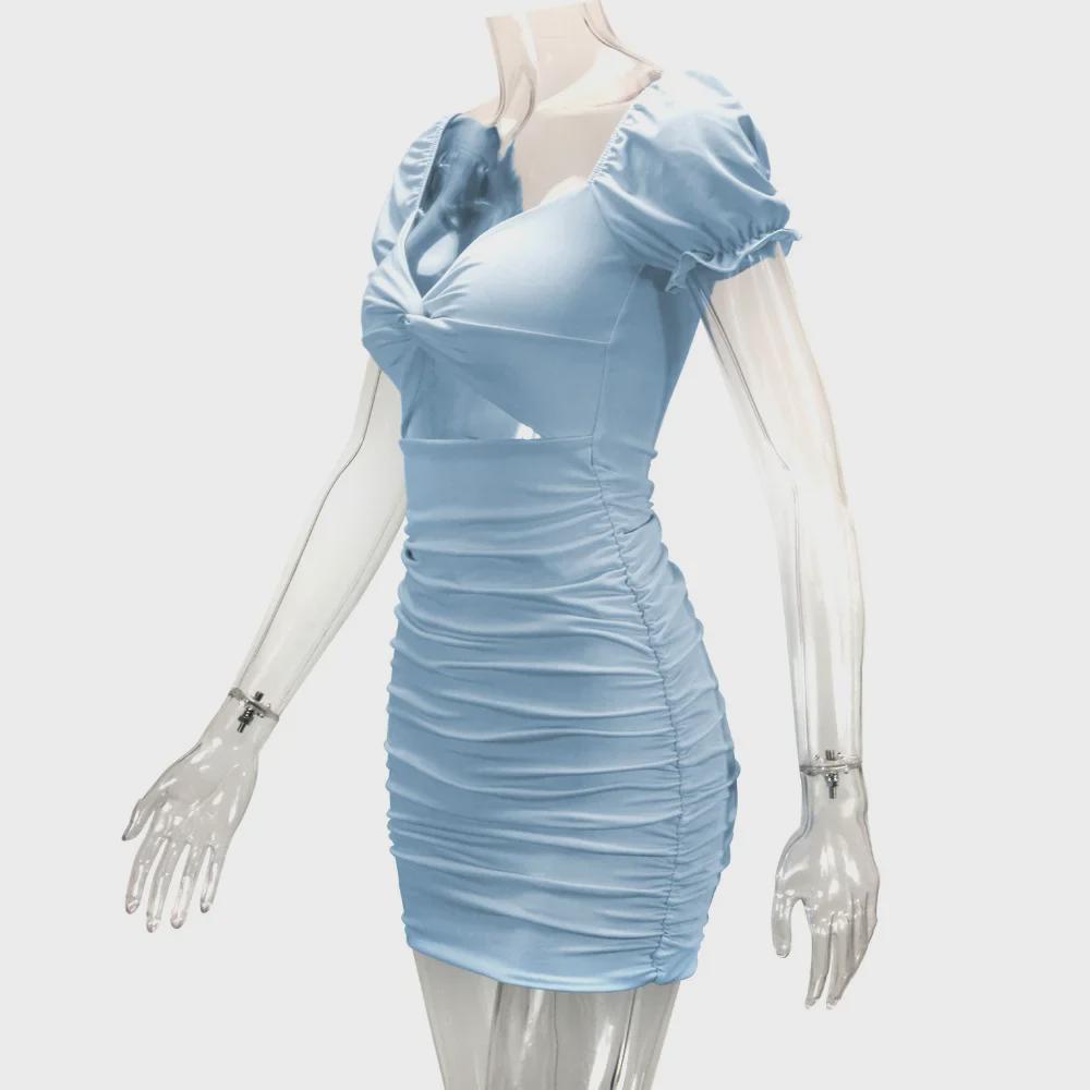 Элегантное платье 2025 года с ажурными плиссированными рукавами-фонариками на бедрах — европейский и американский стиль для женщин