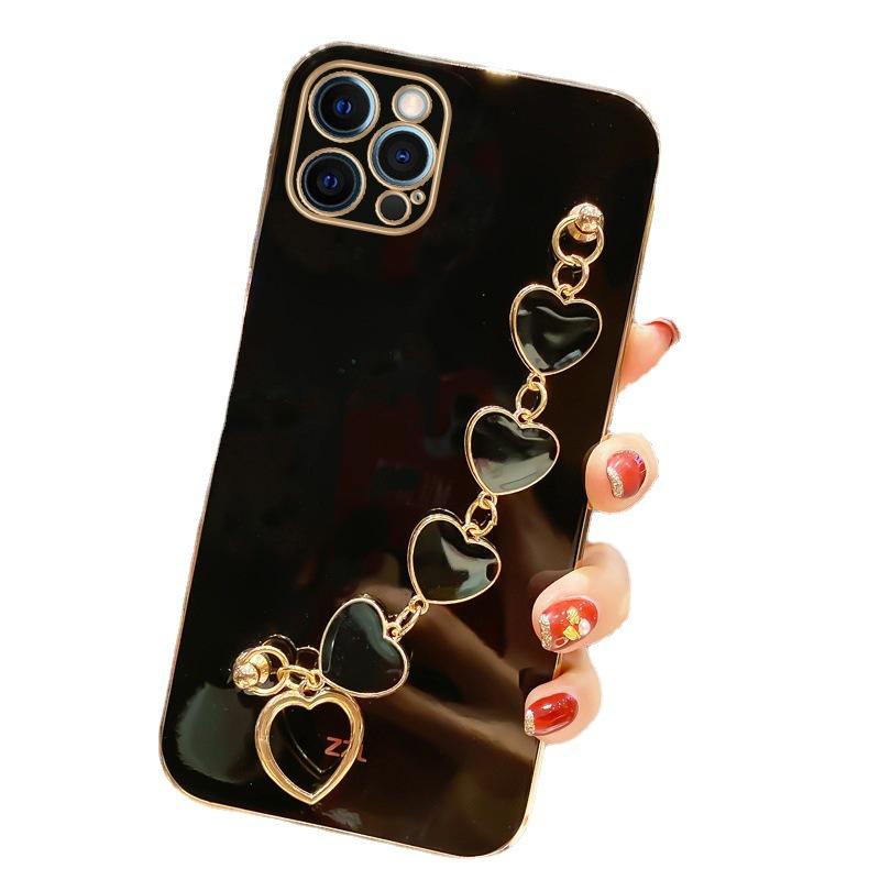 Подходит для чехла для мобильного телефона Apple 16 IPhone 15 Promax Защитный чехол 14 Гальванизированный браслет с сердечками 13 Мода