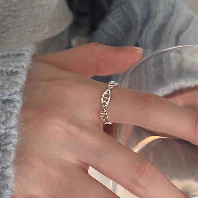 Korean Version Plain Ring Irregular 925 Sterling Silver Versatile Ring Women's Niche Ins Style Design Non-fading Combination Ring