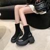 2024 Осень-зима толстые подошвы увеличивающие рост эластичные сапоги универсальные повседневные короткие сапоги на толстом каблуке