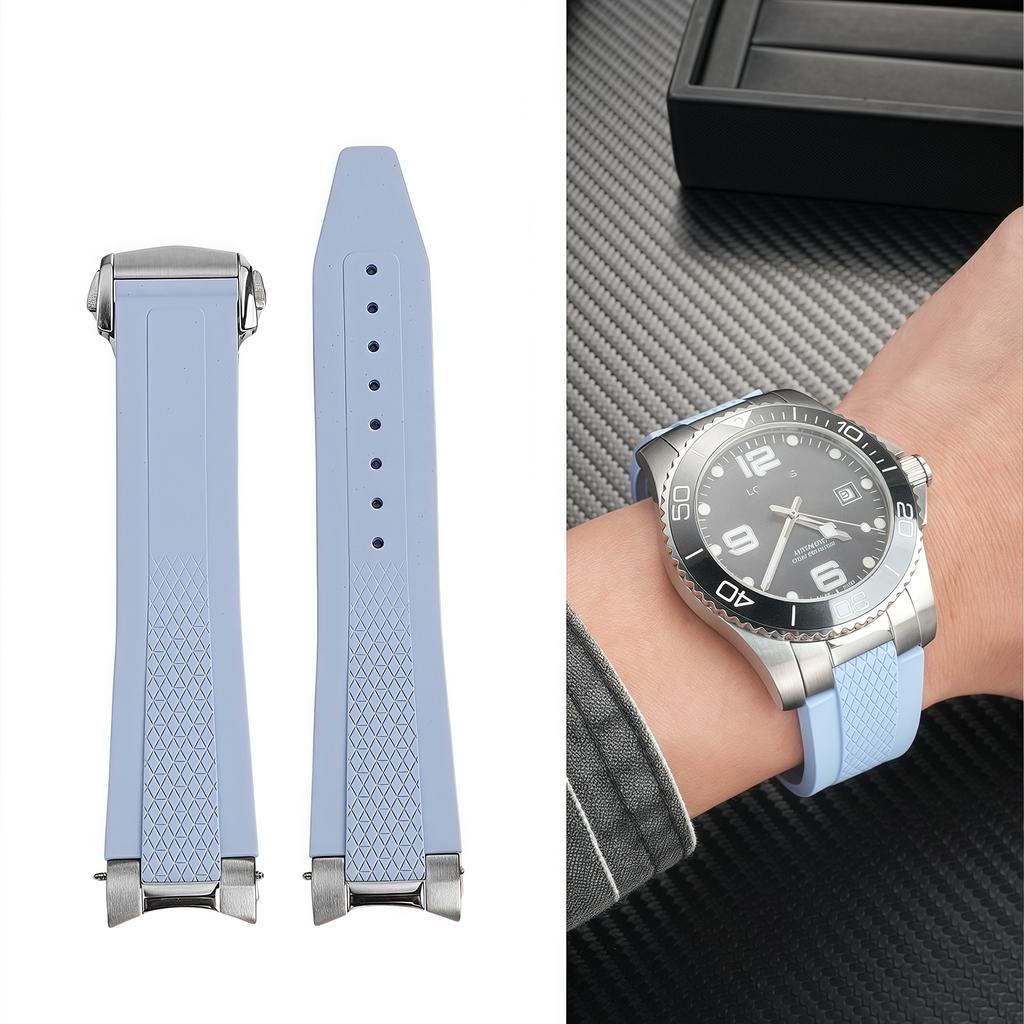 21-мм фторированная резиновая ремешок для часов Longines hydroconquest L3.781/L3.883.4 Conquest Sports Diving Часы Ремешок+Металлический интерфейс