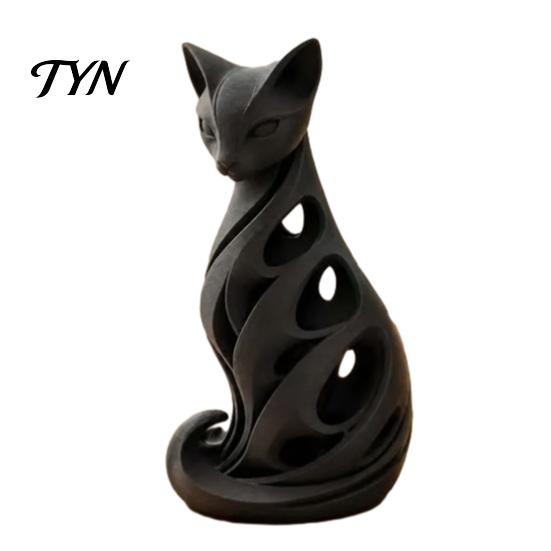 Detailed Resin Sculptures Spiral Cat Sculpture Ornament, Creative Twisted Statue, Artistic Home Tabletop Decor Desktop for Living Room Bedroom Office