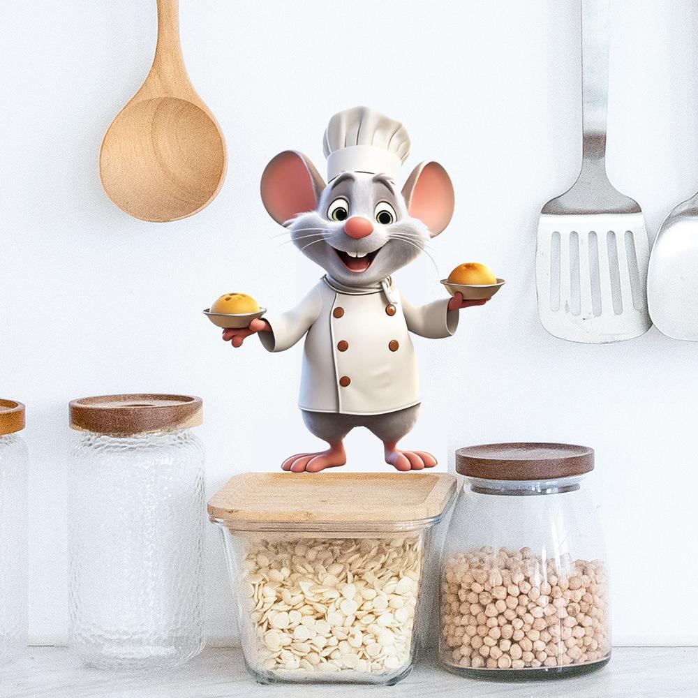 Игривые Мультяшные Милые Мыши-Повара Настенные Наклейки для Кухни и Жилых Помещений