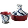 Sake Tokkuri and Guinomi Diameter X Height Lacquered Sake Negoro Suitable for Hot and Cold Mino Made In Japan Ale-net Set, (Sake Bottle) Set, 9.8cm