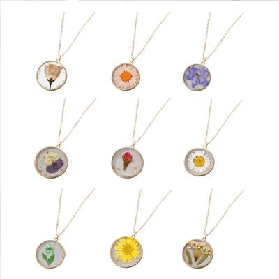 Ожерелья из сухоцветов с золотой окантовкой, Чокеры из сухоцветов, Цепочки, Ювелирные изделия, Аксессуары для вечеринок, Подарок для девочек, женщин