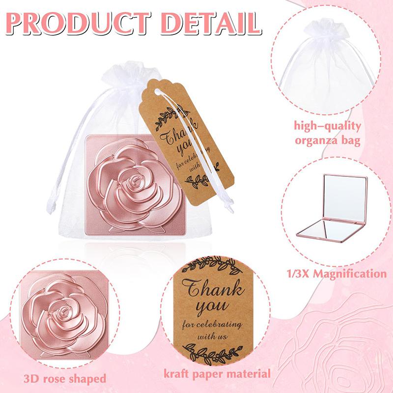 1-12PCS Luxury Rose Mirror Gift Kit Suitable for Wedding Events Celebrations Party Souvenir Gifts Handheld Pocket Mirror Set ZYF