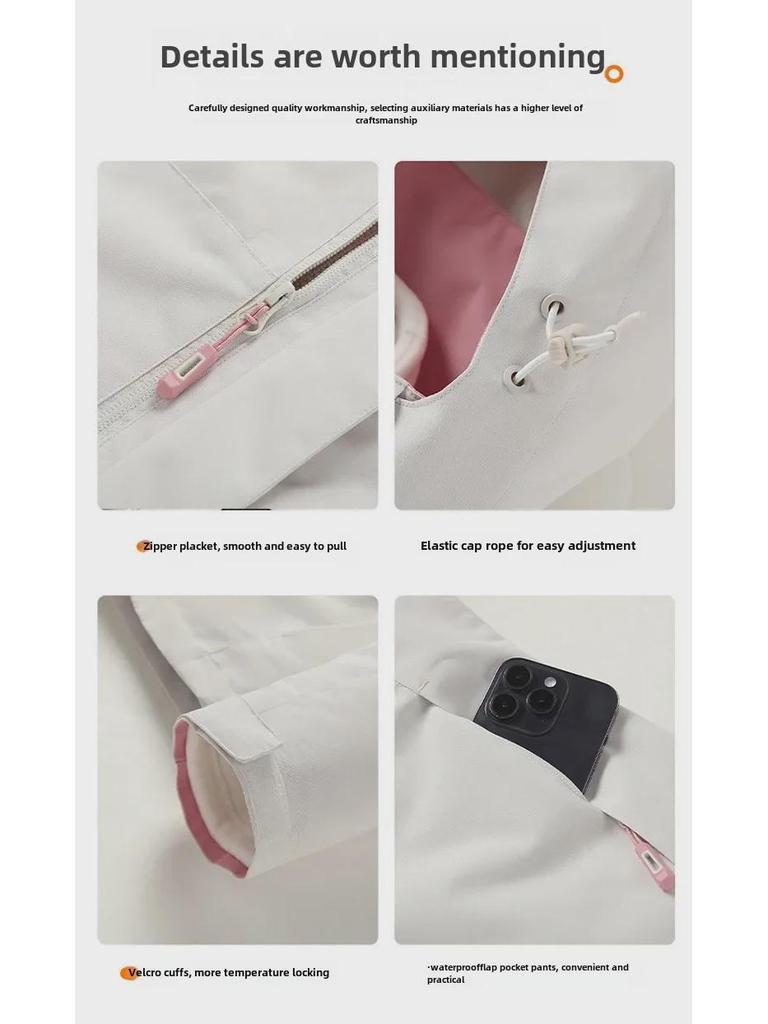 Женская ветрозащитная водонепроницаемая куртка 3 в 1 с дополнительной бархатной подкладкой, утепленная для осени/зимы, мужская контрастная расцветка в альпинистском стиле.