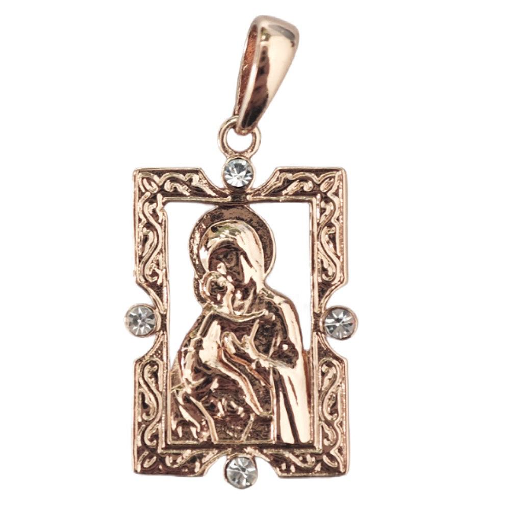 Square Virgin Inlaid Zircon Pendant Rose Gold Color Necklace Female Color-preserving Jewelry Gift