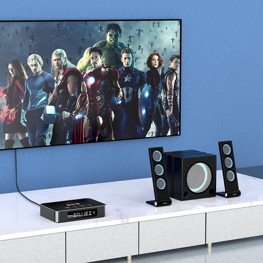 NFC Bluetooth 5.0 AdapterTransmitter Receiver, 3 In 1 3.5 Mm AUX/RCA Bluetooth Adapter Stereo System for Speakers,TV,Computers and Car TV Radios