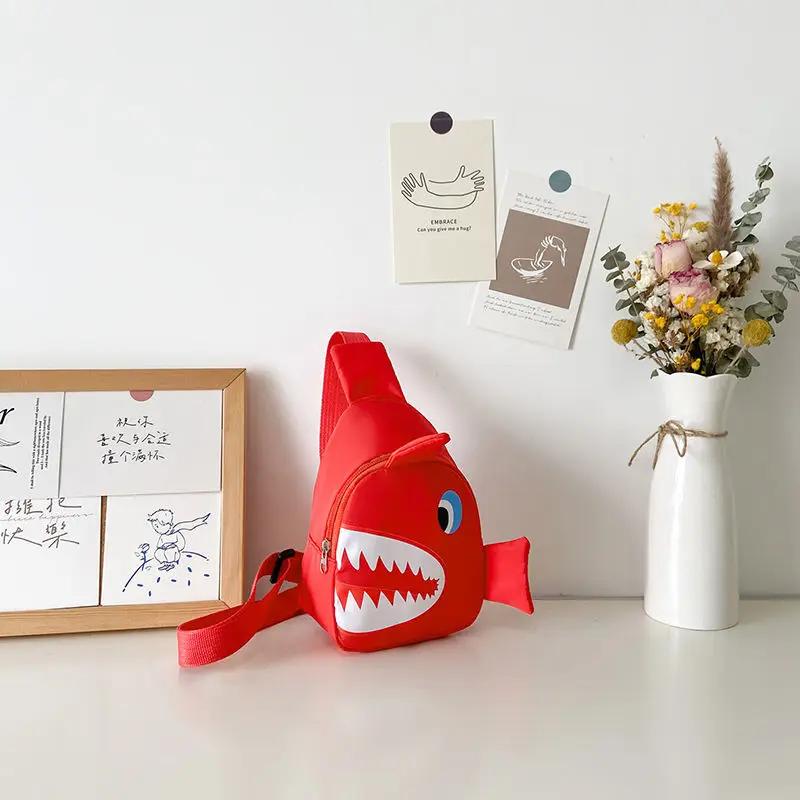Модная детская сумка через плечо, милая трендовая сумка на плечо, сумка на молнии, сумка с рисунком акулы, детские нагрудные сумки, школьная сумка