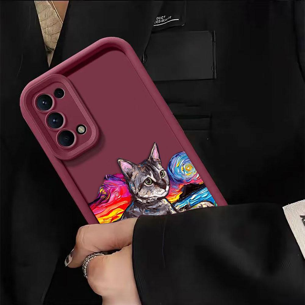 Vintage Oil Painting Cat Phone Case For OPPO A6X A3X A5X A5 A54 A55 A57 A58 A53 A73 A74 A95 A92 A93 A94 A98 FIND X3 X5 X8 Cover