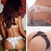Seamless Lace Thong Women's Sexy Sheer Thong, Cheeky See Through Underwear, Women Underwear High Waist T Back Stretch Panties with Bow Breathable