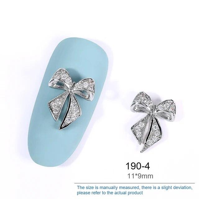 2 Pieces 3D Silver Nail Art Jewelry Japanese Nail Decoration High Quality Zircon Crystal Manicure Zircon Diamond Amulet