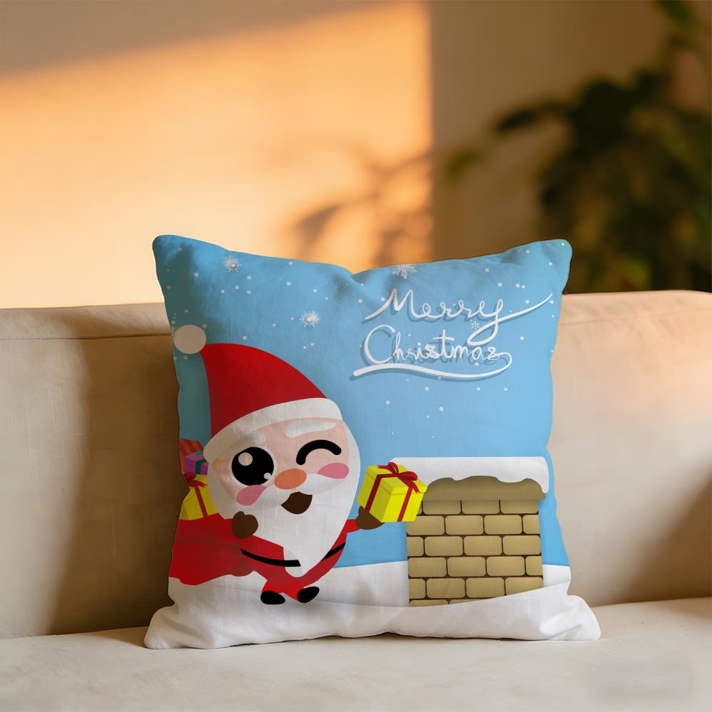 Cute Christmas Cushion Cover Cozy Velvet Throw PillowSoft Warm Cushion For Sofa Bed