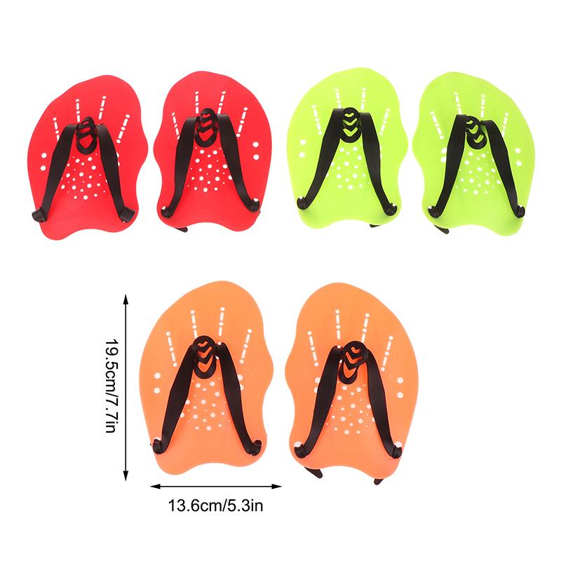 1 Pair Swimming Training Paddles Swim Hand Paddles Snorkeling Diving Gloves Fin Flipper Sports Silicone Palm Adjustable Straps