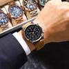 POEDAGAR Luxury Fashion Men's Wristwatch Luminous Waterproof Chronograph Men Clock Leather Military Quartz Watches For Man Reloj