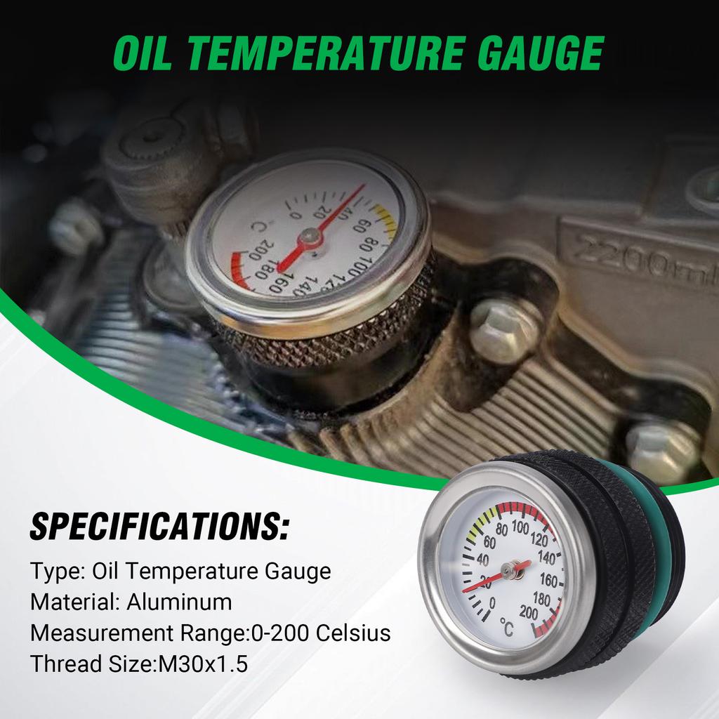 M30X1.5 Motorcycle Fuel Tank Cap With Oil Temperature Gauge Engine Valve Cover Oil Filler Cap For Kawasaki 650 KLR 87-98