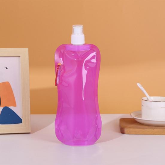 Collapsible Water Bottle 480ml BPA Free Reusable Water Pouch Hiking Camping Travel Sports Folding Water Bag Portable Leak-Proof