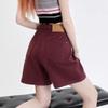 Женские джинсовые шорты цвета красного вина с высокой талией в стиле ретро — лето 2024 года, облегающий, широкий дизайн штанин